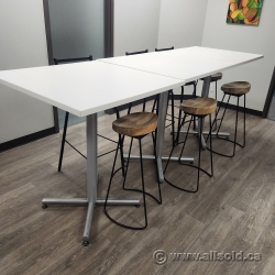 White Bistro Height Cafe Table w/ Central Post Base